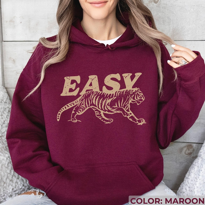 Easy Tiger Sweatshirt, Retro Boho Hoodie, Unisex Trendy Aesthetic ...