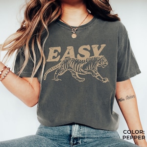 Easy Tiger Graphic Comfort Colors® Tee: Retro Boho Unisex Shirt, Aesthetic Trendy Hippie T-shirt image 2