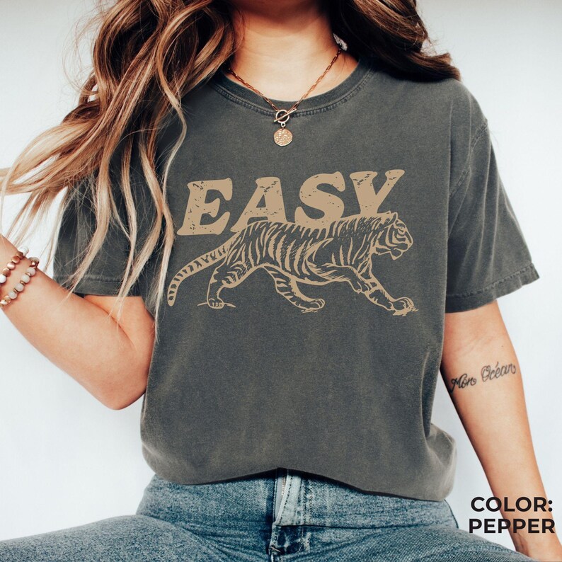 Easy Tiger Graphic Comfort Colors® Tee: Retro Boho Unisex Shirt, Aesthetic Trendy Hippie T-shirt image 2
