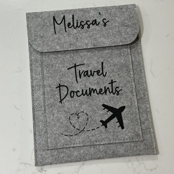 Travel document holder storage folder personalised