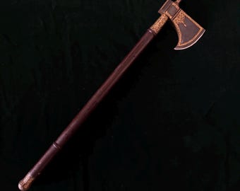 beautiful vintage Mughal islamic indo-Persian gold damascened wootz taber axe