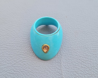 Orig Rare ottoman mughal Turquoise Diamond studed thumb archer ring