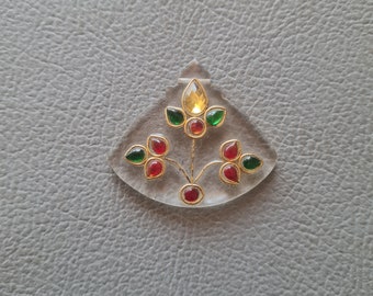 Vintage indian mughal rajput india crystal glass stones jeweled pendant