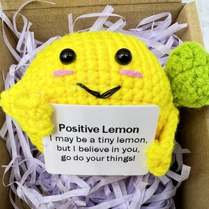 Lovely Crochet Lemons,Handmade Knitted Lemons with Positive Quote,Caring Gift,Crochet Decoration,Gift for her,Personalized Crochet Gift