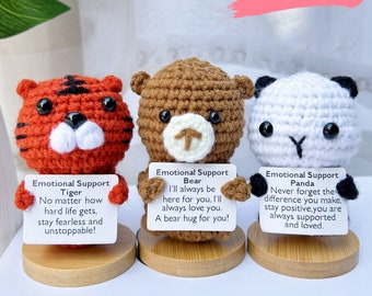 Adorable Handmade Crochet Bear/Panda/Tiger-Emotional Support Animals Gift-Crochet Animals for Friends-Graduation/Birthday Gift-Gifts for her