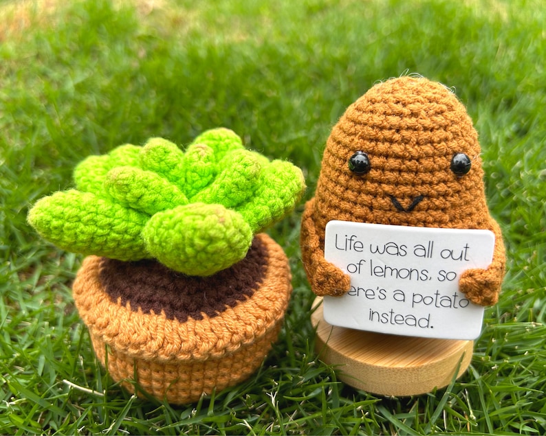 Häkeln Sie positive Kartoffel mit Sukkulenten Etsy.de