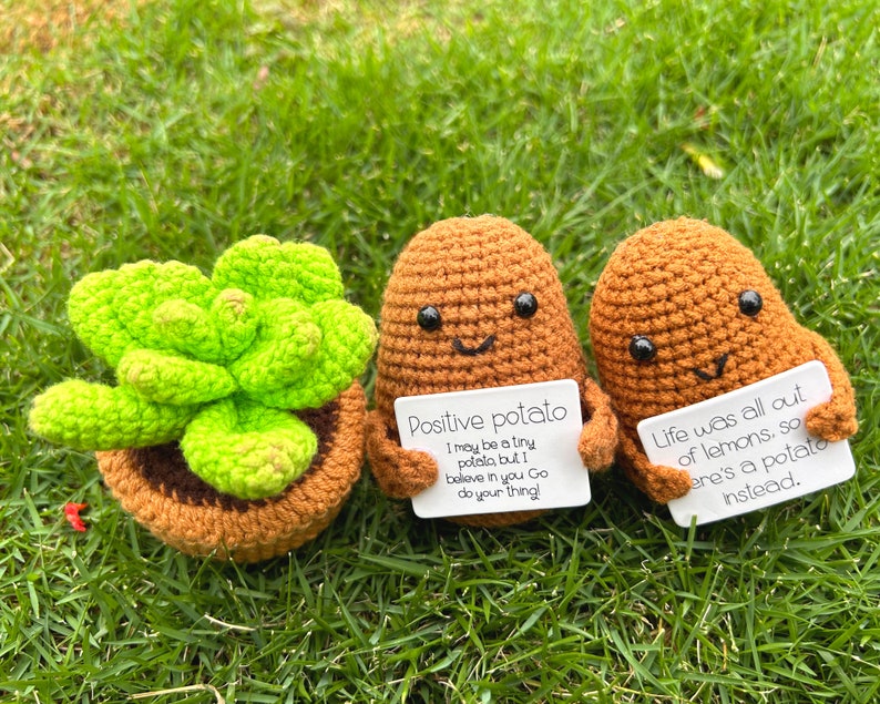 Häkeln Sie positive Kartoffel mit Sukkulenten Etsy.de