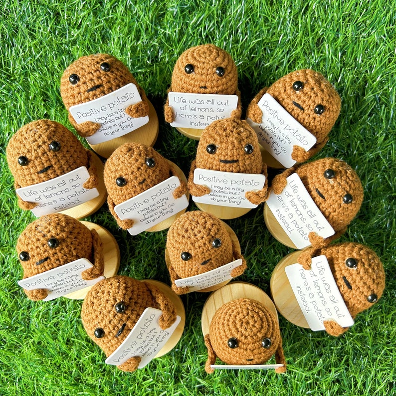 Handmade Crochet Positive Potato Desk Ornaments-Emotional Support Gift for Family\/Friends\/Team-Custom Gift-Christmas,Thanksgiving Gifts