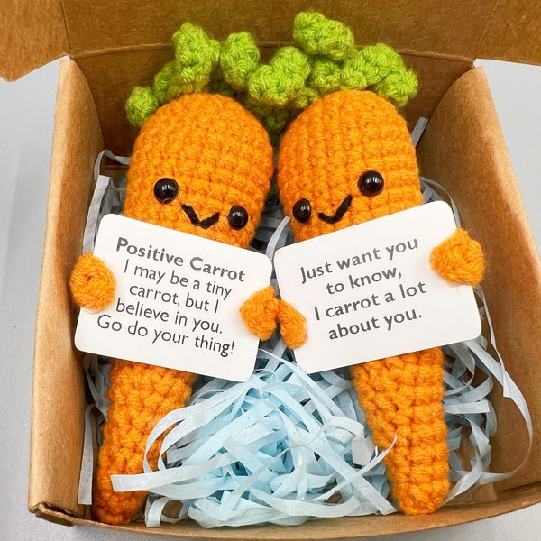 Crochet Caring Carrot Finished Product, Mental Healthy Desk Accessory,Handmade Knitted Positive Carrot,Long Distance Gift,Show Love Gift