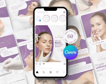 Canva, Minimalist Instagram Templates, Modern Canva Posts, Elegant Instastory Templates, BOTOX Post Templates, Beauty, Aesthetic Medicine