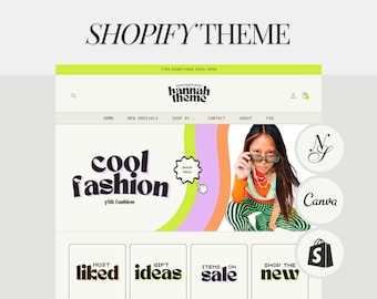 Y2k Retro Colorful Shopify Theme Template | Shopify Website | Shopify Banners | E-commerce Boutique Theme Template - hannahtheme