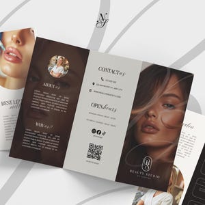 Canva, Ulotka Składana, Szablon, Ulotka Piękno, Elegancki Szablon, Salon Piękności Ulotka, Medycyna Estetyczna Ulotka, BOTOX Ulotka