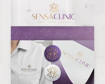 Aesthetic Clinic Logo Template | Spa Beauty Branding Kit | Editable in Canva | Modern Minimal Medical Spa Logo Design