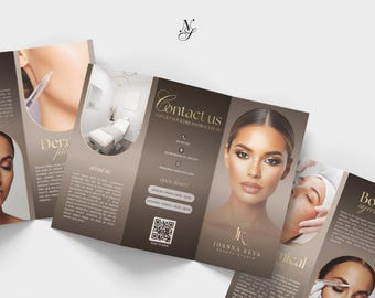 Canva, Trifold Leaflet Template, Beauty, Beauty Salon, Medicine, Botox & Filler Injector, Esthetician, Dermatology, Medspa, Digital Download