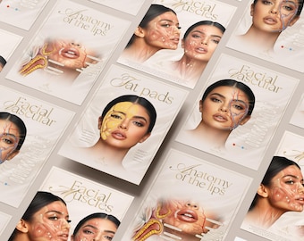 Human Anatomy Poster Set | Facial Muscles, Bones, Fat, Veins & Botox Injection Points | Canva Templates