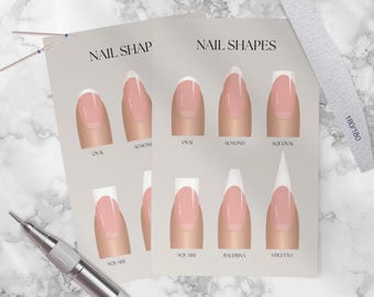 Canva | Poster template | For Nail Tech |  Nail shapes | Manicure | Training materials | Printable Beauty Salon Decor | Nail Shapes Chart
