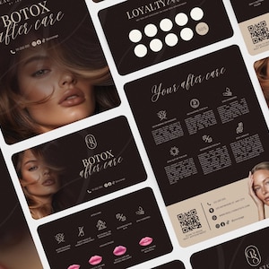 Canva, Plantilla, Tarjeta de presentación, Belleza, Tarjeta de cuidados posteriores, Tarjeta de salón de belleza, Tarjeta de regalo, Tarjeta de fidelización, Juego de tarjetas, Marca