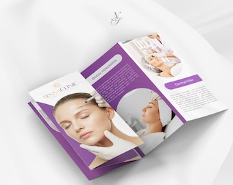 Canva, Trifold Leaflet Template, Beauty, Beauty Salon, Medicine, Botox & Filler Injector, Esthetician, Dermatology, Medspa, Digital Download