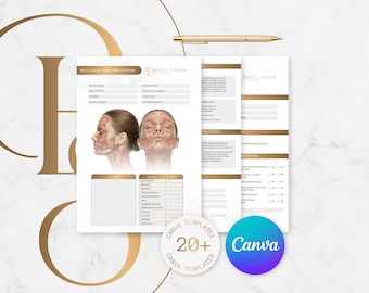 Aesthetic Clinic Forms Canva Templates | Client Records & Consent Forms | Botox Fillers Beauty Clinic
