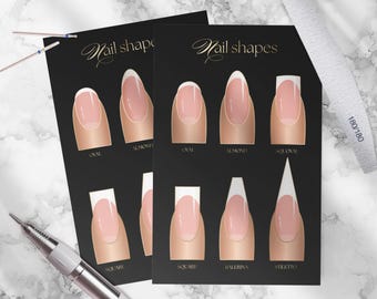 Canva | Poster template | For Nail Tech |  Nail shapes | Manicure | Training materials | Printable Beauty Salon Decor | Nail Shapes Chart