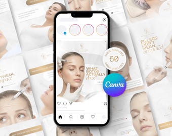 Canva, Minimalist Instagram Templates, Modern Canva Posts, Elegant Instastory Templates, BOTOX Post Templates, Beauty, Aesthetic Medicine