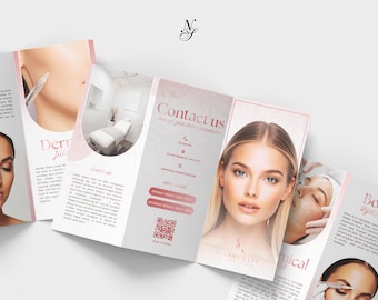 Canva, Trifold Leaflet Template, Beauty, Beauty Salon, Medicine, Botox & Filler Injector, Esthetician, Dermatology, Medspa, Digital Download