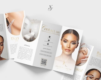 Canva, Trifold Leaflet Template, Beauty, Beauty Salon, Medicine, Botox & Filler Injector, Esthetician, Dermatology, Medspa, Digital Download