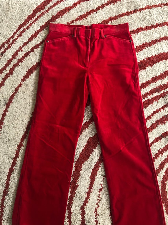 Womens vintage red velvet pants/ 29inch waist