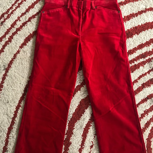 Womens vintage red velvet pants/ 29inch waist