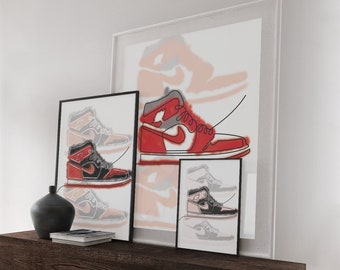 Air Jordan 1 Sneaker art in multiple colors, Jordan wall art, Digital wall art, Sneaker art