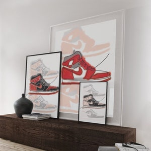 Air Jordan 1 Sneaker art in multiple colors, Jordan wall art, Digital wall art, Sneaker art