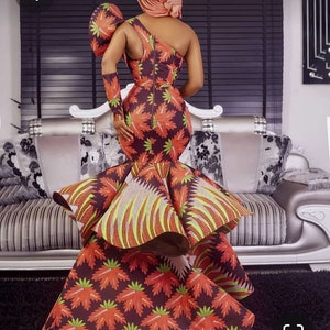 African mermaid dress, ankara gown, african maxi mermaid gown, african prom dress, african maxi print  dress