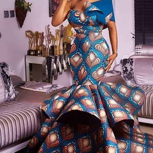 African mermaid dress, ankara gown, african maxi mermaid gown, african prom dress, african maxi print  dress