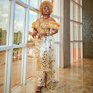 African wears, George style, bridal wear, African classy gown, traditional outfit,Women fashion dress, wedding dress, Marriage native wear