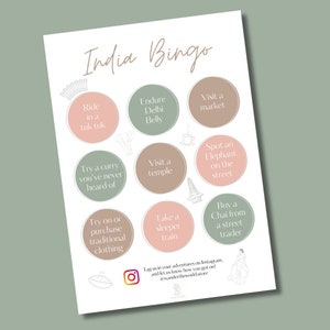 CARTA BINGO INDIA / Bingo City Travel / Regalo di viaggio stampabile / Regalo per viaggiatori / Gioco di viaggio di gruppo / City Break / Regalo di buon viaggio