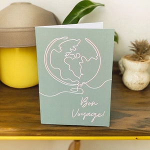 BON VOYAGE CARD | New Adventures | Gap Year | Good Luck | Going Travelling | Safe Travels | Moving Abroad | Backpacking | Line Art Globe