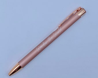 ROSE GOLD BALLPOINT Pen | Engraved | Black Ink | Letter Writing | Stylish Stationary | Pretty Pen | Desk Accessories for Home Office | Cute