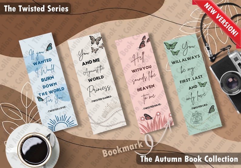 Twisted Series Bookmarks Twisted Love Twisted Games Twisted Hate Twisted Lies BookTok BookTok Bookmarks Autumn Book Collection Set of 4 Bookmarks