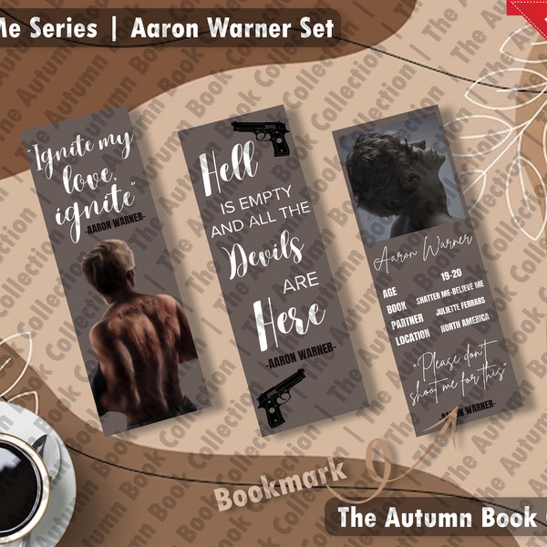 Marcadores de Aaron Warner - Marcadores Shatter Me / BookTok / Marcadores Booktok / Marcadores románticos / Aaron Warner Merch/ Colección de libros de otoño