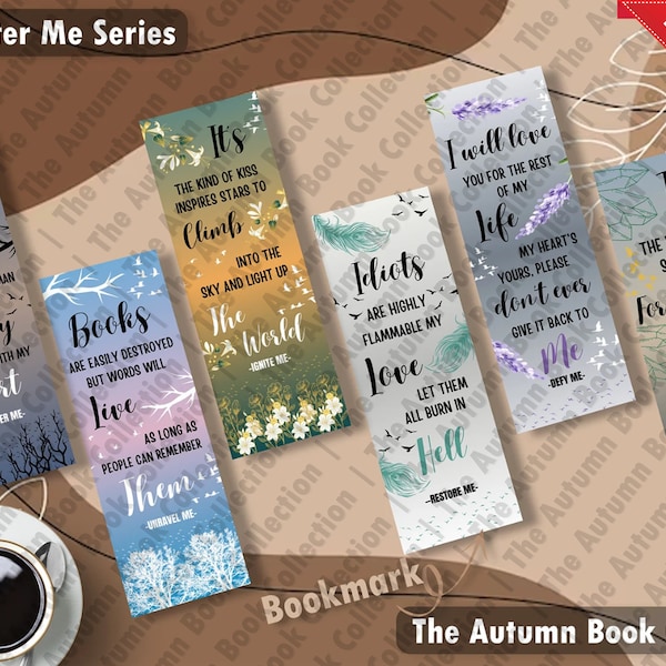 Shatter Me Series Bookmarks - Shatter Me | Ignite Me | Tahereh Mafi Bookmarks | BookTok | BookTok Bookmarks | Autumn Book Collection