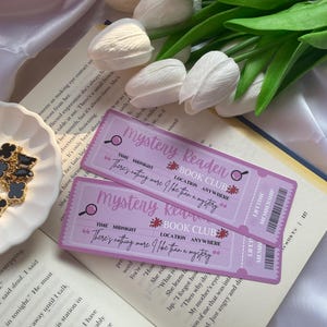Mystery Reader Book Club Bookmark - Mystery Ticket Bookmarks | Mystery Book Merch | Bookmark Tickets | Bookish Gift | Mystery Book Lover