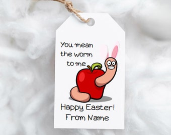 Grappig paascadeaulabel - Canva-sjabloon - Je bedoelt de worm voor mij - Aanpassen met je naam