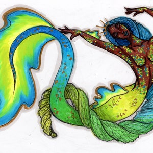 EZILI - Mermaid Fashion Illustration Print