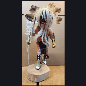 Black Ogre Warrior Wood Carved Hand Painted Hopi Katsina Doll (16&quot; + 2&quot; Base) Kachina