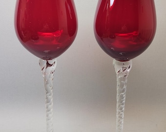 Bombay Co Scarlet Red XL Wine Glass With Twist Stem (11.5" Tall) Set of 2
