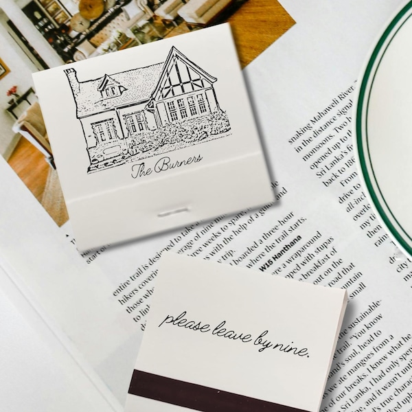 MATCHBOOKS Custom Home Illustration, Custom Wedding Matchbooks, Custom Match Books, Housewarming Gift, Custom Home Matches, Hostess Gift