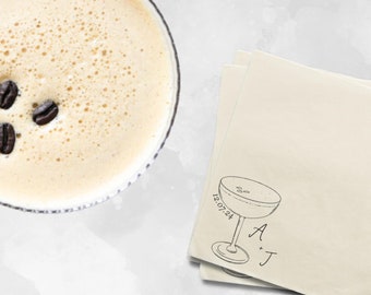 Personalized Cocktail Napkins: Custom Monogram, Martini Design