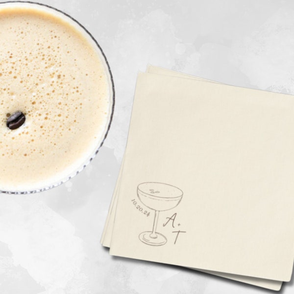 MARTINI Personalisierte Cocktail-Servietten, Benutzerdefinierte Monogramm-Servietten, Espresso Martini, Bar-Cocktail-Servietten, Benutzerdefinierte Servietten, Cocktail-Servietten