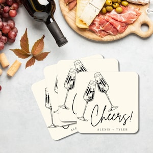 Personalized Drink Coasters, Custom Cocktail Coasters, Wedding Coasters, Custom Coasters, Cocktail Party Coasters, Engagement Party Decor