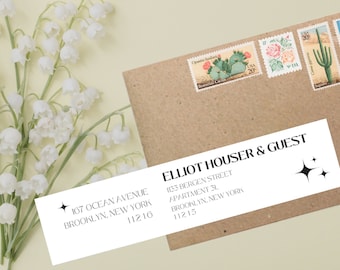 Wrap Around Address Label, Customize Address Label, Wrap Around Return Label, Starburst, Digital Download, Address Label Template